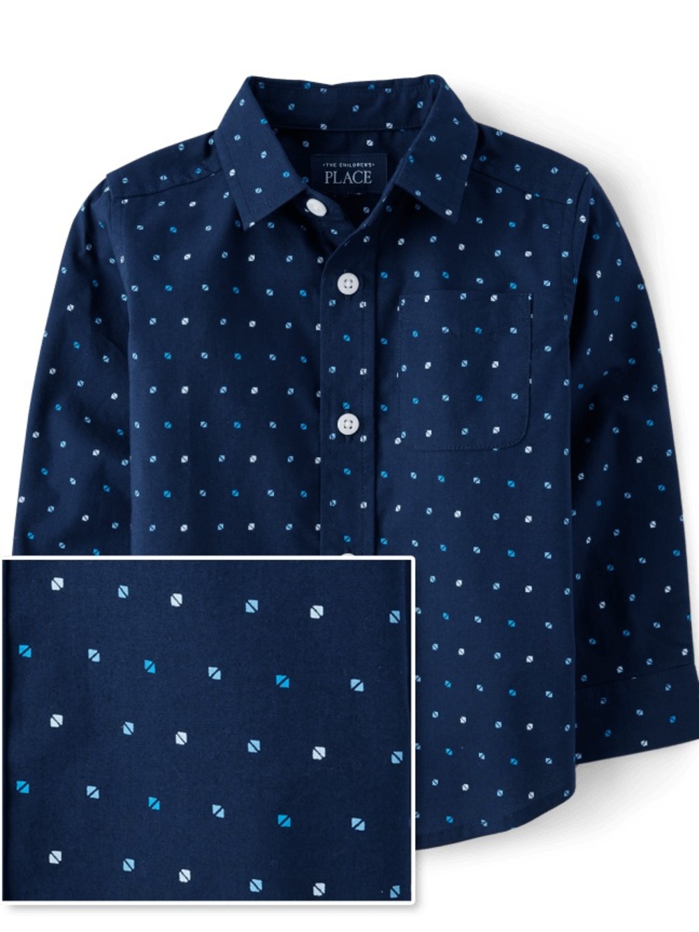 Boys Print Poplin Button Up Shirt